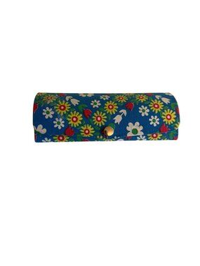 Floral Print Glasses Case With Snap‎ Closure & Black Interior Vintage 70s